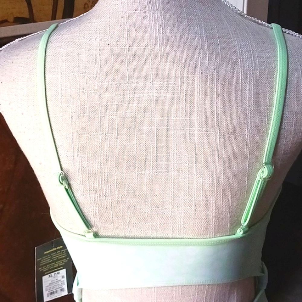 ART Class Girl's Fully Lined One Piece Swimsuit Neon Green/White Size XL - Picture 5 of 14